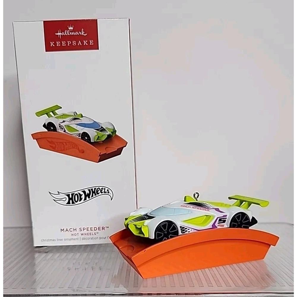 Hallmark Keepsake Hot Wheels Mach Speeder Light Up Christmas Ornament with Box